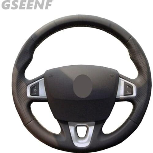 Car Steering Wheel Cover For Renault Megane 3 2009-2014 Fluence ZE 2009-2016 Scenic 2010-2015 Black DIY Soft Artificial Leather