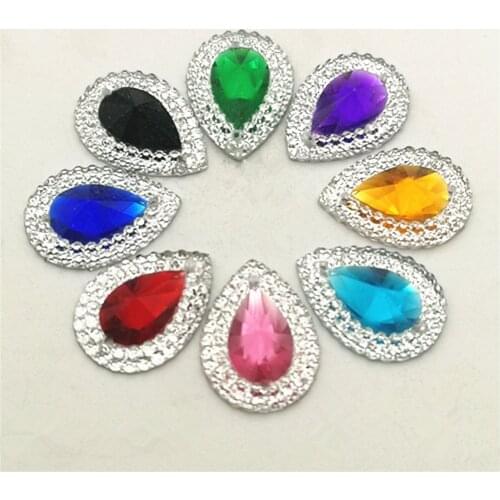 DIY 40pcs MIX 13mm*18mm Resin Drop shape Flatback Rhinestone Wedding decoration