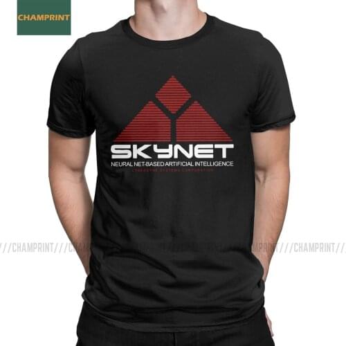 Skynet Logo The Terminator T Shirt Men Cotton Funny T-Shirts Arnold Schwarzenegger T800 T1000 Skynet Robot Tees Short Sleeve