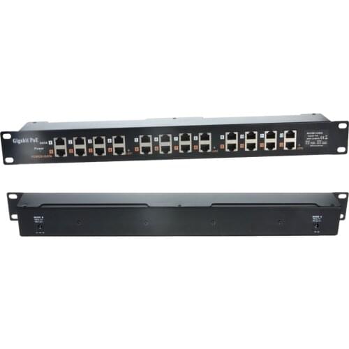GPOE-12AB Gigabit PoE Injector 12Port Passive Patch Panel RackMount "19 1U" Standard for IP Cameras UNBT 24V 48V devices