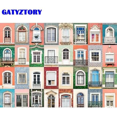 GATYZTORY Pictures By Number Window Of The World kits Home Decor Painting By Number Drawing On Canvas Handpainted Art Gift