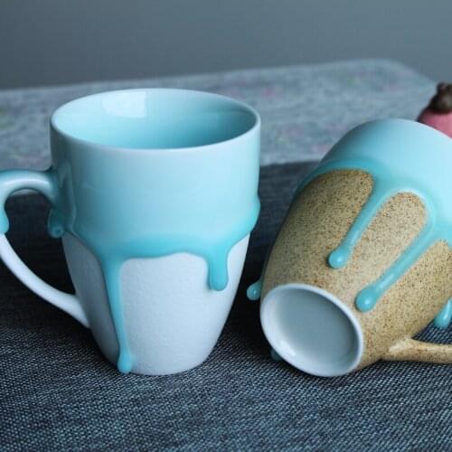 Ceramic flow glaze cup personalized creativity Mug Cup Fashion minimalist retro hand handle glaze lovers cup
