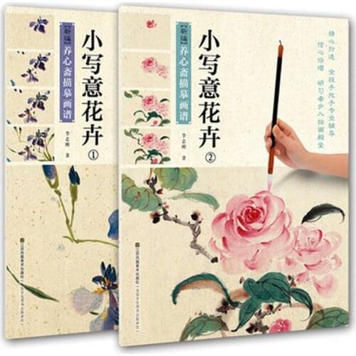 2pcs Chinese traditional drawing book beginners freehand brushwork painting enjoyable colored paint flower textbook