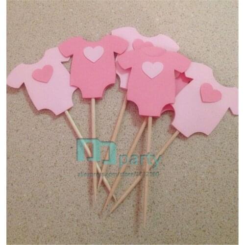 Handmade Lovely pink baby Clothes cupcake Topper,baby shower decorations,Girl kids birthday party supplies,party-decoration-baby