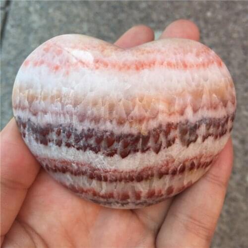 Beautiful natural red lines stone heart healing crystals mineral heart Crystals stones and minerals for home decoration