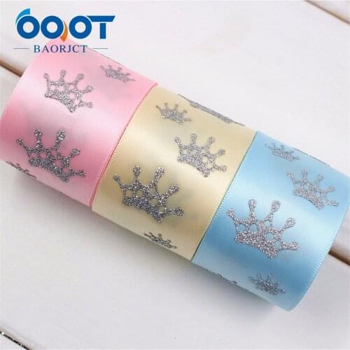 1741228,OOT BAORJCT 38mm 10yard/lot crown Ribbons Thermal transfer Printed grosgrain Wedding Accessories DIY handmade material