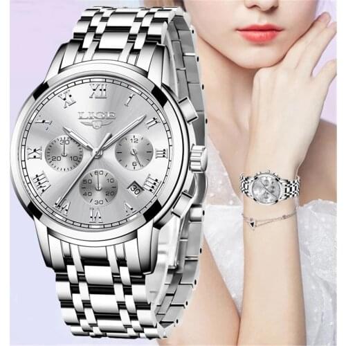 LIGE 2021New Fashion Women Watches Ladies Top Brand luxury Waterproof Quartz Clocks Watch Women Stainless Steel Date Gift Clock