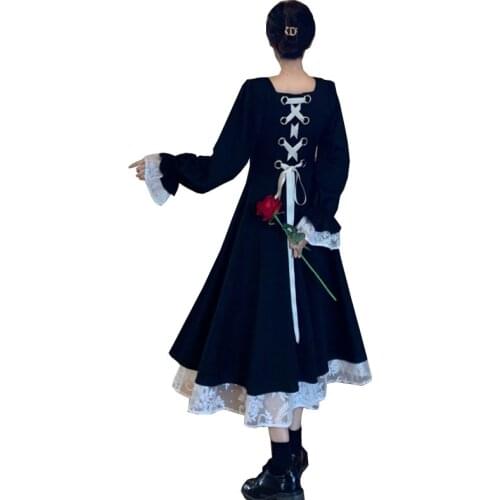 Fashion Autumn Women Dress New plus size Loose Casual Dresses Goddess Elegant Long Vestir Latest Long-sleeved Dress Female OK626