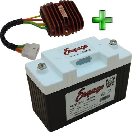 Motorcycle Battery 270CCA Lithium Iron Powersports battery Lightweight starting batteries Engage BS12-18AP1P1 and Regulator 40A