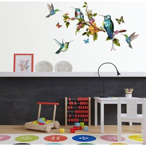 Wallpaper Sticker Happy Removable Waterproof Cartoon Animal Birds Wall Sticker Kids Home Decor Wallpapers For Living Room