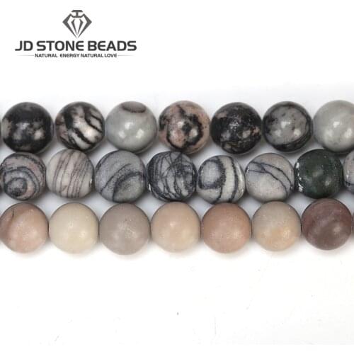 3 Colors Natural Black Net Stone Beads Wholesale Frost Stone Beads Semi-precious Stones Accessories For Gemstone Jewelry Making