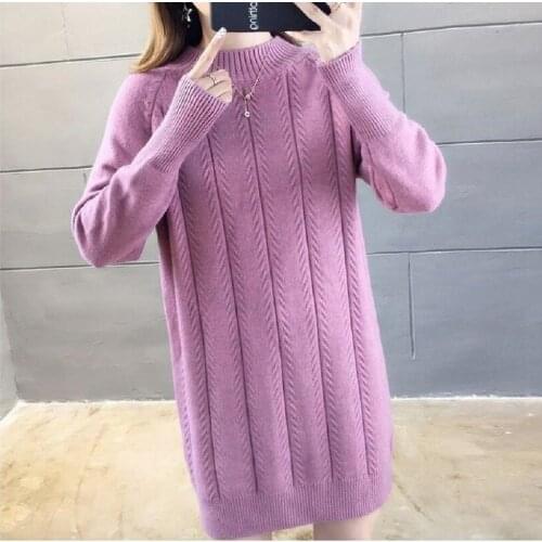 2020 New Fashion Woman Sweaters Winter Loose Half-high Collar Long-sleeved Mid-length Bottoming Jumper Female Knitted Pullovers