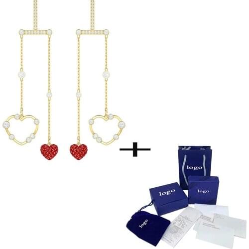 New Shiny Fresh Heart-shaped Crystal Pierced Earrings Elegant Charming Lady Jewelry Valentines Day Romantic Fashion Gift