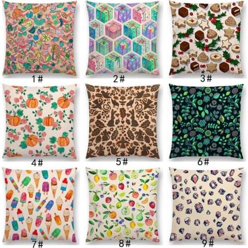New Cute Christmas Gift Fruit Pumpkin Ice Cream Interesting Art Colorful Decorative Pattern Cushion Cover Sofa Throw Pillow case