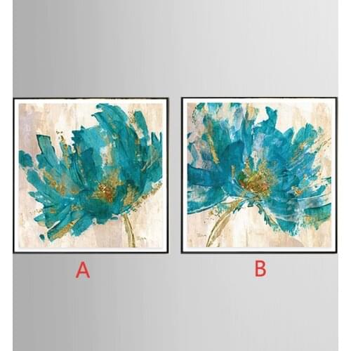 Unframed Canvas Printings Blue flower series Modern Style Cheap Pictures Decorative Wall Art Framed Prints Gift 201812-flower