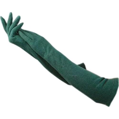 Winter ladies wool fashion long gloves new 45cm long gloves warm long arm sleeves spring and autumn comfortable and beautiful da