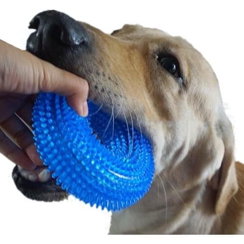 Squeak Chew Pet Toys For Golden Retriever Large Dogs Training Funny Chew Thorn Circle Ring Small Dog Toys Sound Interactive