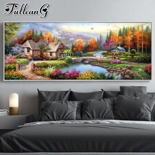 FULLCANG Garden house landscape wonderland large diamond painting 5d diy full square round drill mosaic embroidery sale FC3310