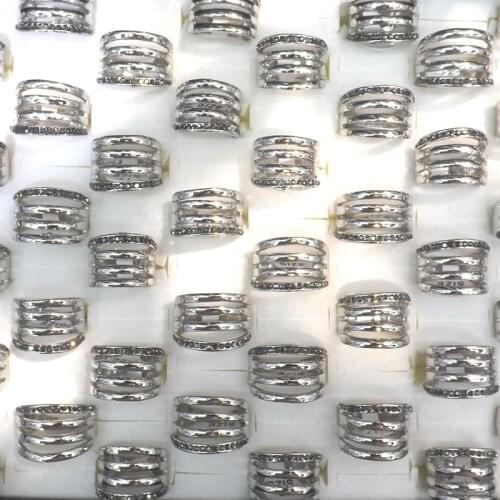 Heavy Metal Style Rings Silver Color Hollow Alloy For Band Fans 50pcs/lot