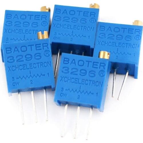 20pcs/Lot 3296W Trimpot Trimmer Potentiometer , 1K 2K 5K 10K 20K 50K 100K 200K 500K 1M 100R 200R 500R DIP Trimming potentiometer