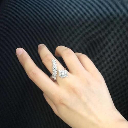 QTT Elegant Finger Female Ring Irregular Design Bling Zircon Stone Rings Wedding Accessories Silver 925 Jewelry For Women Bride