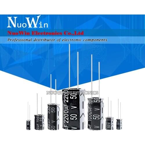 50V Aluminum Electrolytic Capacitor 0.1UF 0.22UF 0.47UF 10UF 22UF 47UF 100UF 220UF 470UF 680UF 1000UF 2200UF 3300UF 4700UF