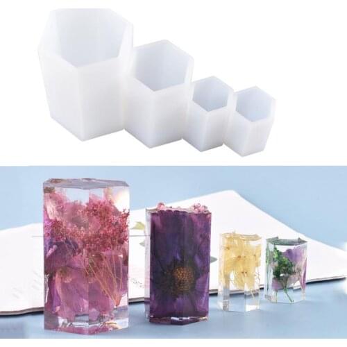 Hexagonal Prism Epoxy Resin Mold Silicone Mold For DIY Epoxy Glue Jewelry Making Tools UV Resin Crafts Casting Molds Home Decor