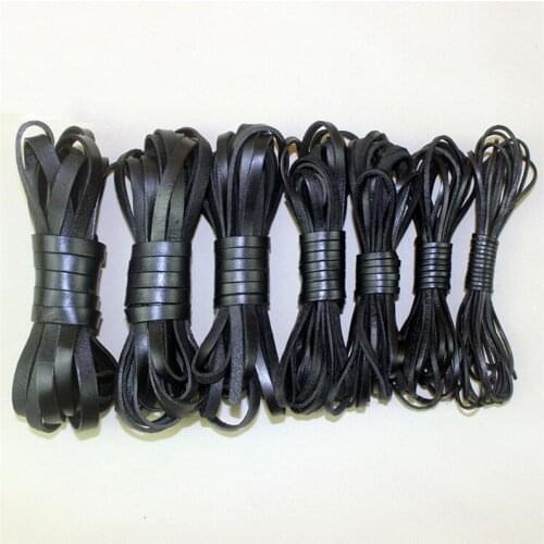 2m/lot 15mm 20mm black Flat Genuine Leather Cord Cow Leather Cords String Rope Bracelet Findings DIY Jewelry Cord