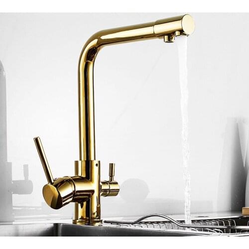 Filter Kitchen Faucet Drinking Water Single Hole Black Hot & cold Brass Pure Water Sinks Deck Mounted Mixer Tap Gold/Chrome