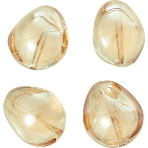 DoreenBeads Glass Loose Beads Teardrop Champagne Transparent About 17mm( 5/8") x 14mm( 4/8"), Hole: Approx 1mm, 2 PCs