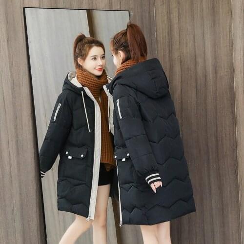 Thicken Cotton Jacket women 2021 Autumn and Winter new Korean Style Loose Outwear black Warm Jacket Female