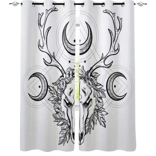 Bones Moon Lines Stars Leaves Window Curtain Kids Home Decor Accessories Living Room Bedroom Kitchen Children Curtain