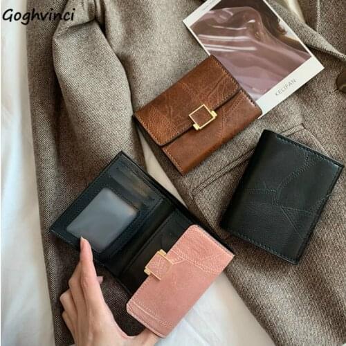 Wallets Women Solid Hasp Elegant Mini Money Bag Short Small Trendy Casual Girls Purse Credit Card Holder Simple All-match New BF