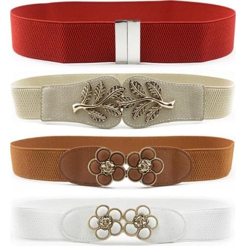 2020 Women Wide Elastic Waist Belt Dress Belt Accessories Stretch Elastic Wide Corset Waist Metal Buckle