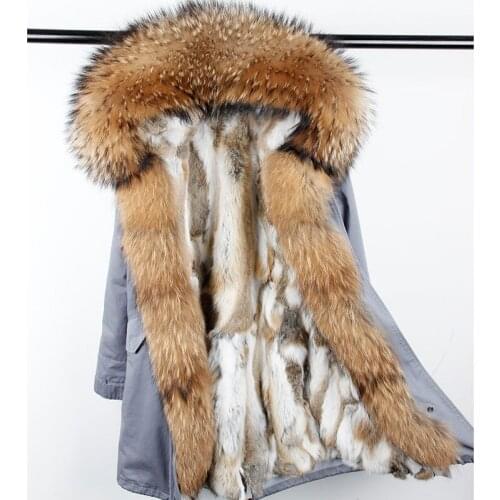 Camouflage long hooded winter coat 2020 women winter jacket natural real fur collar fur liner natural real fur Rex rabbit parka