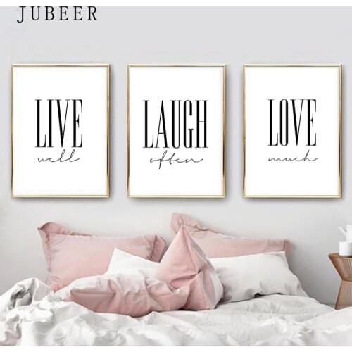 Live Laugh Love Posters and Prints Cuadros Decoracion Salon Black and White Decorative Picture Wall Art Nordic Decoration Home
