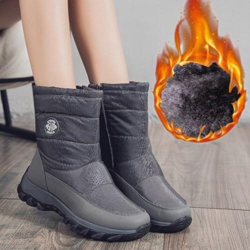 Winter womens snow boots warm velvet plus size womens shoes mid-tube boots thick cotton shoes women waterproof womens boots
