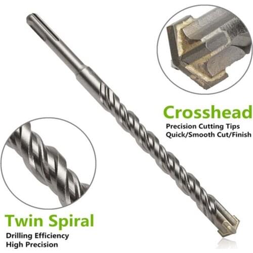 10/14/18mm SDS Plus Crosshead Twin spiral Hammer Drill Bits Woodwork Twist Round Shank Twist Electric Hammer Drill Bit