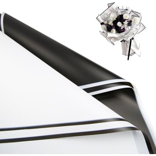 20pcs Black and White Flower Wrapping Paper Waterproof Matte Film Korea Style Flower Shop Wrapping Paper