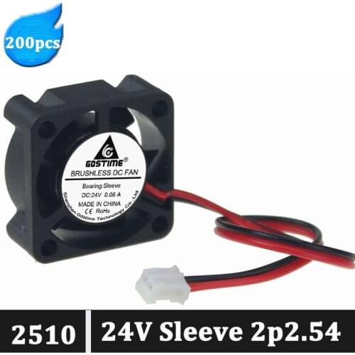 200pcs/lot Gdstime DC 24V 25mm 25x25x10mm Mini Small cooling Fan with 2pin Cooler Axial Flow Blushless DC radiator Fan
