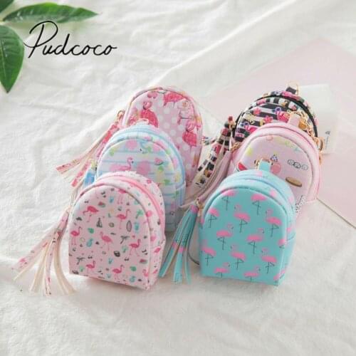 2019 Baby Summer Clothing Cute Women Girl Kids Coin Purse Mini Flamingo PU Zipper Wallet Key Holder Little Pouch kid Gifts