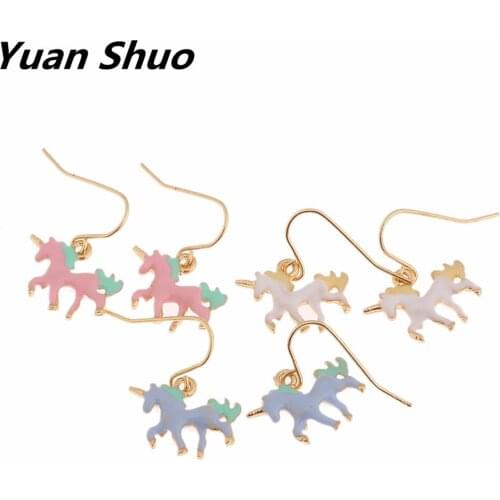2019 animal series Fashion new white Blue Pink three color enamel ms horse earrings