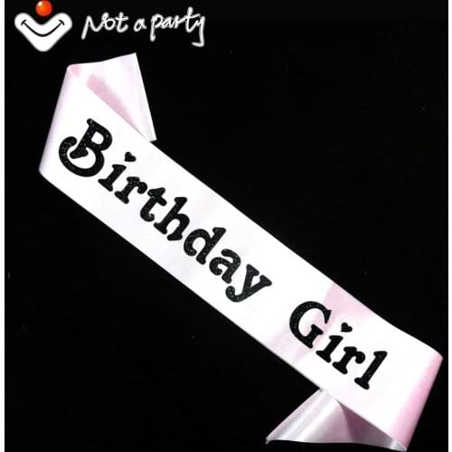 3pcs Pale pink ribbon colorful sweet printing girls sash adult happy birthday 18 21 30 40 50 princess girls birthday party