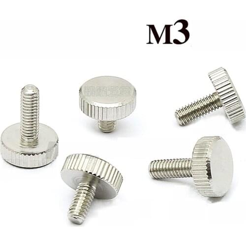 5/10Pcs M3 GB835 303 Stainless Steel Knurling Flat Head Knurled Thumb Screw Hand Tighten Computer Screws Length 5-20mm