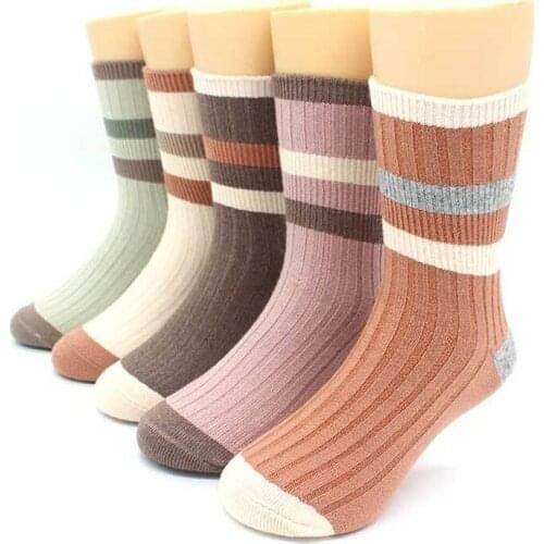 5 Pairs Kids Socks Thick Cotton Socks Boys Girls Tube Stripe Stockings Floor Slouch Infant Socks Newborn Toddler Accessories