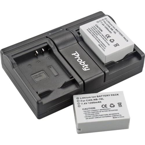 2Pcs NB-10L NB 10L NB10L Battery + USB Dual Charger for Canon PowerShot G15 G16 G1X G3X SX40 SX40HS SX50 SX60 HS Camera 1200mAh
