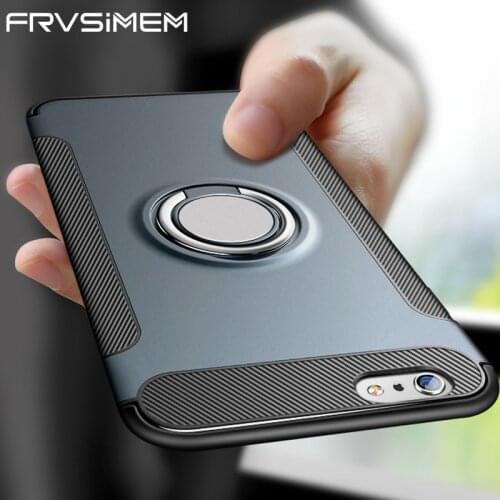 Luxury Shockproof Cases For iPhone X XS MAX XR 7 6 6s Plus 5 5S SE 8 8Plus Case Metal 360 Finger Ring Holder Car Combo Cover