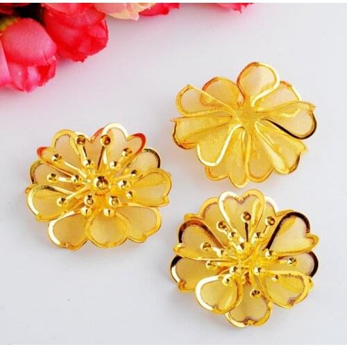 Free shipping 10Pcs Gold Tone Filigree Leaf Metal Crafts Decoration DIY Findings 40x40mm J3170