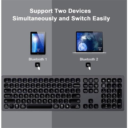 Bluetooth 3.0 Keyboard Multi-Device Rechargeable Bluetooth Keyboard Aluminum Wireless Type-C Rechargeable Keyboard Iron Gray