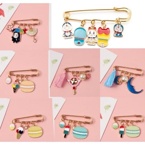 Pins&Brooches Spirited Away/Doraemon/No Face man/Hamburg/moon Pendant Buckle Pin Brooch Women Safety Pin Bag Clothes Decoration